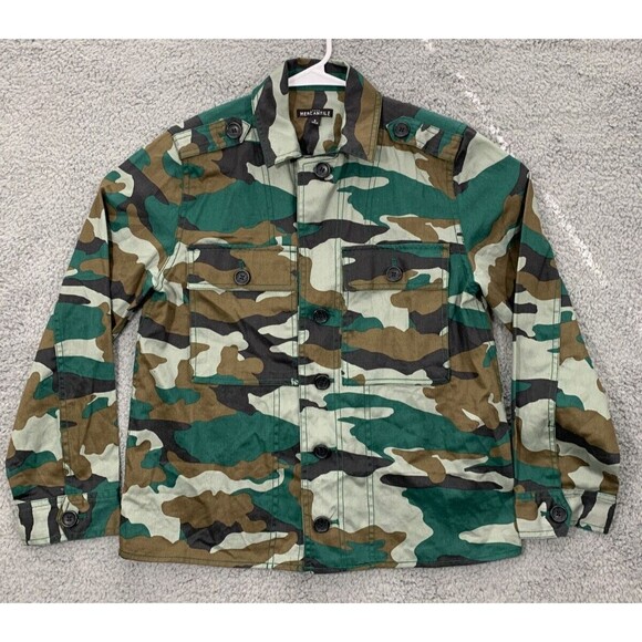 J. Crew Mercantile Small (S) Black Brown Green Camouflage Utility Cargo Jacket - Picture 1 of 10